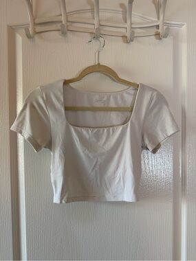 aerie Square-Neck Crop Top in Cream